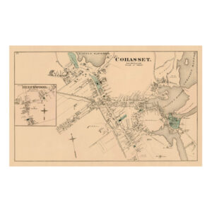 Village of COHASSET, MA 1876 Map Unframed