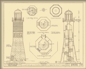 Scituate Light House 1810-Drawing Unframed