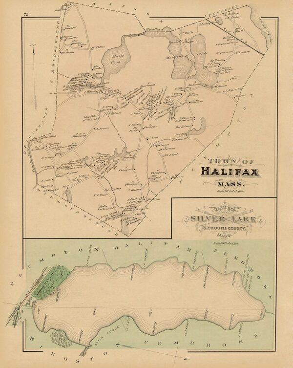 HALIFAX, Massachusetts 1879 Map Unframed