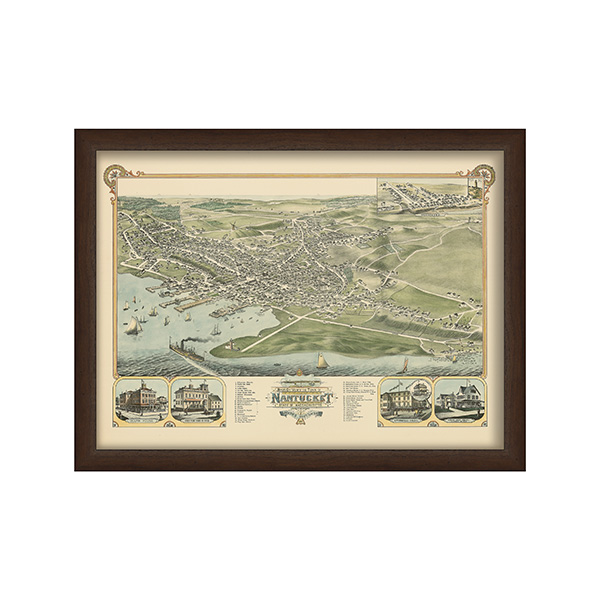 Nantucket Bird's Eye View 1881, Colored