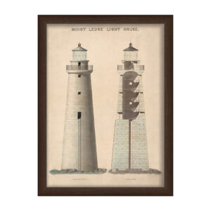 MINOT LEDGE LIGHTHOUSE, Cohasset/Scituate, MA - Drawing, 1855