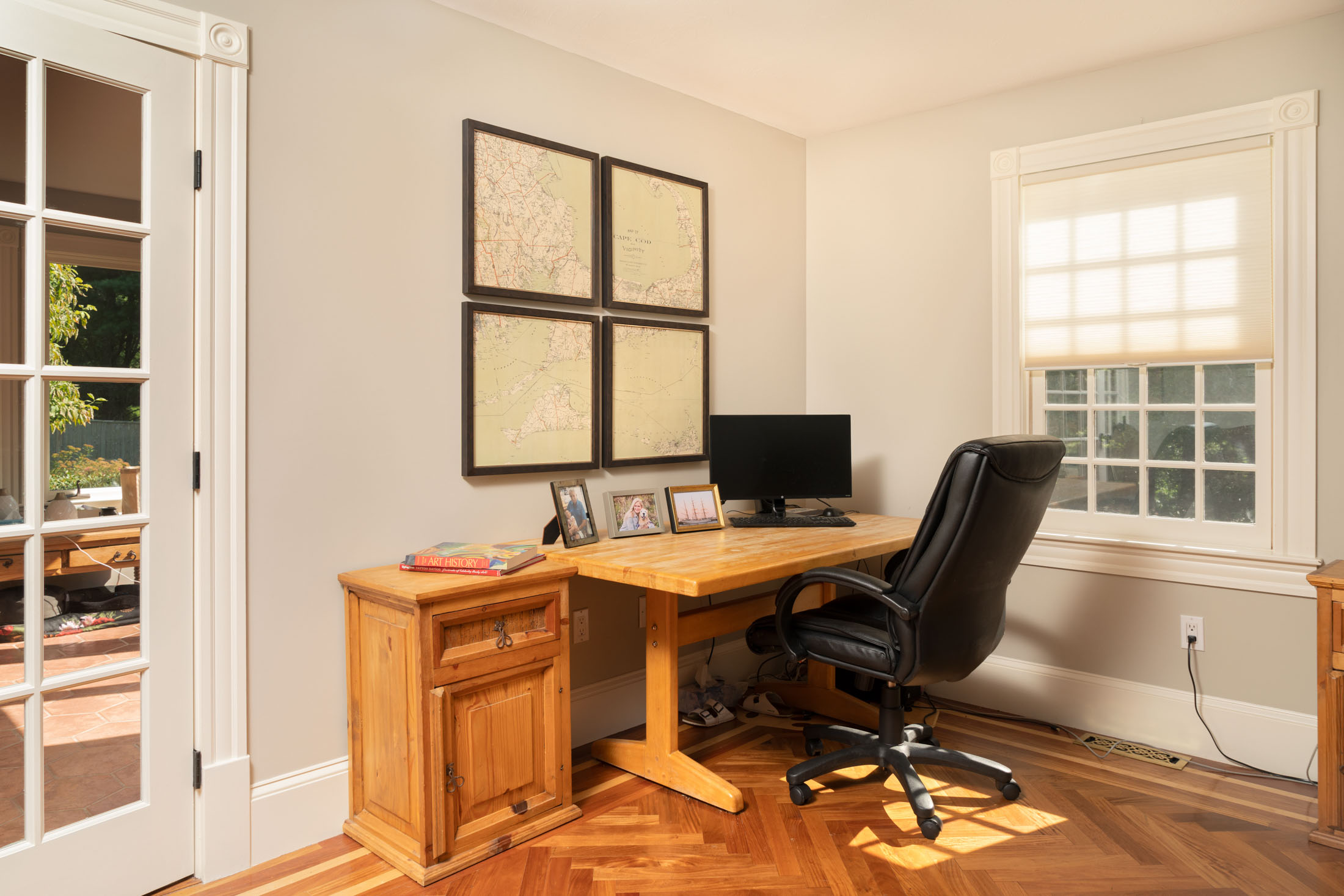 Framed maps in a South Shore home